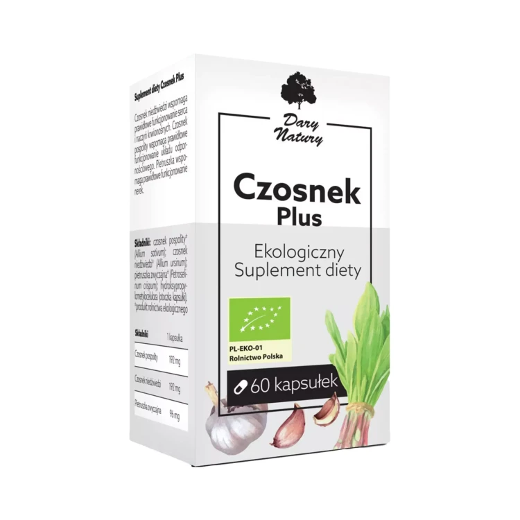 Czosnek plus EKO 60 kapsułek (480mg) Dary Natury ( bakaliowyswiat.pl ).webp