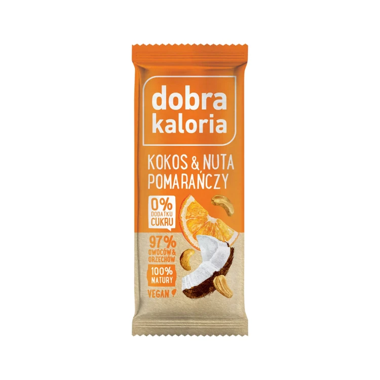 Baton kokos i nuta pomarańczy 35g Dobra Kaloria.webp