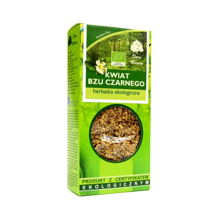 Herbatka z kwiatu czarnego bzu EKO 50g Dary Natury ( bakaliowyswiat.pl ).webp