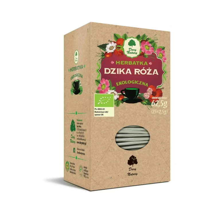Ekologiczna herbatka Dzika róża 25x2.5 g Dary Natury ( bakaliowyswiat.pl ).webp