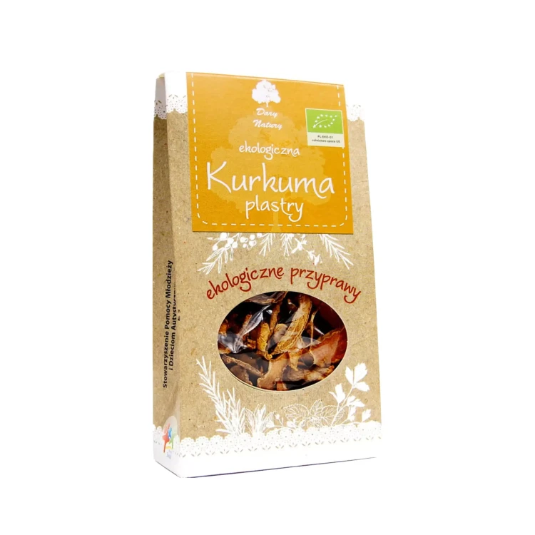 Ekologiczna kurkuma plastry 30 g Dary Natury ( bakaliowyswiat.pl ).webp