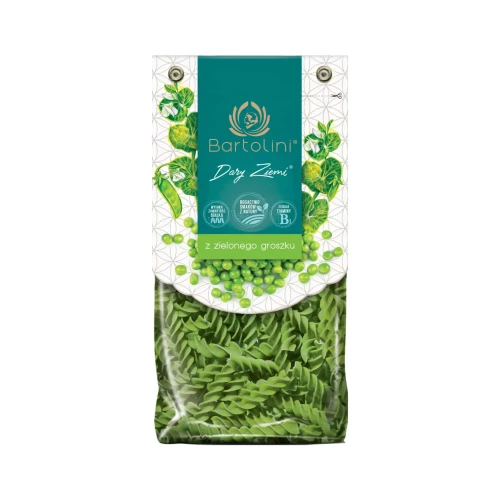 Dary Ziemi Makaron z zielonego groszku - świderki 250 g Bartolini.webp