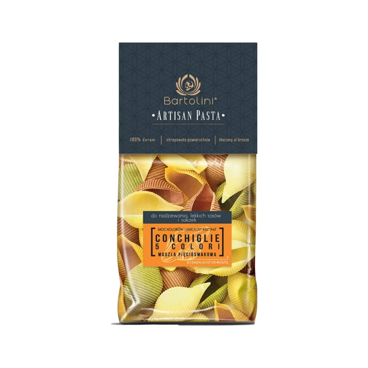 Artisan Makaron Durum - muszle 5 smaków (Conchiglie 5 colori) 300 g Bartolini.webp