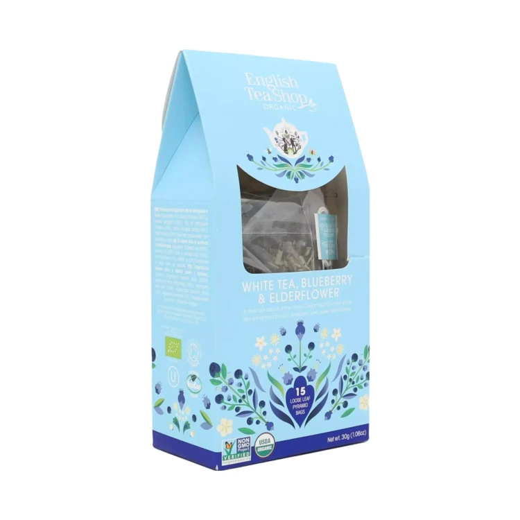 Organiczna herbata biała z dzikim bzem i borówką w piramidkach English Tea Shop 2.webp