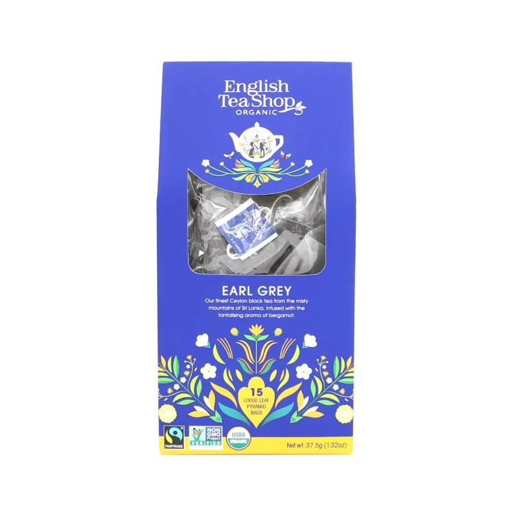 Organiczna herbata czarna z bergamotką w piramidkach English Tea Shop.webp