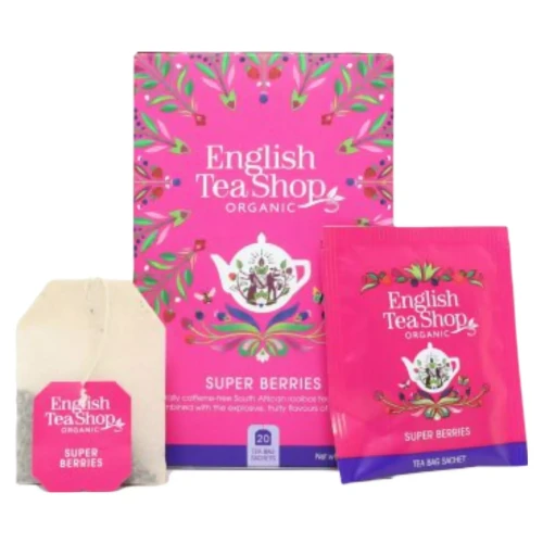 Organiczna herbatka ziołowa z hibiskusa z truskawkami. borówkami i malinami English Tea Shop 2.webp
