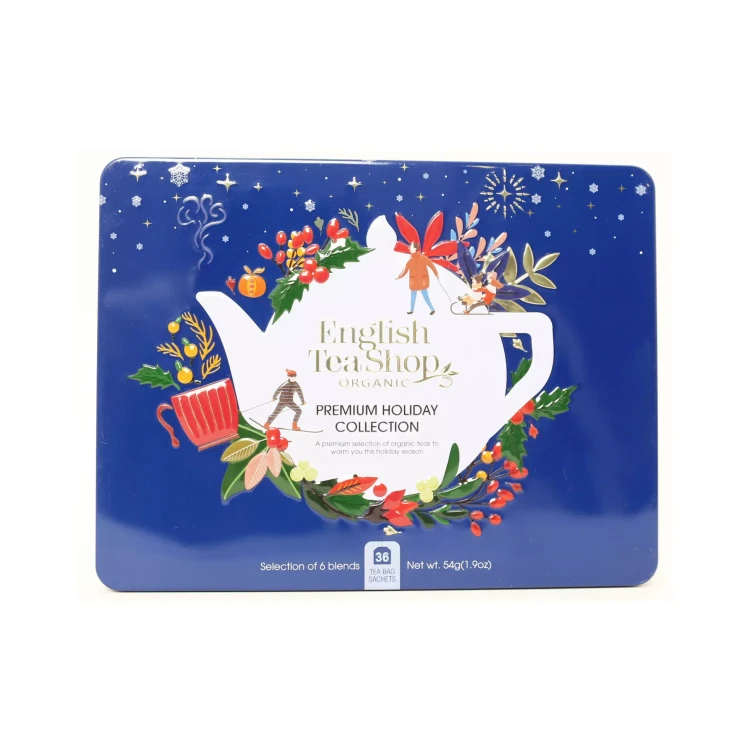 Świąteczny zestaw  herbat ekologicznych PREMIUM HOLIDAY COLLECTION English Tea Shop niebieskie.webp