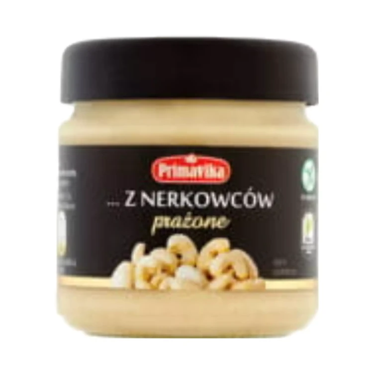 Pasta orzechowa z nerkowców prażonych bezglutenowa 185 g Primavika.webp