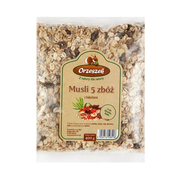 musli 5 zbóż z bakaliami 400g  Orzeszek.webp