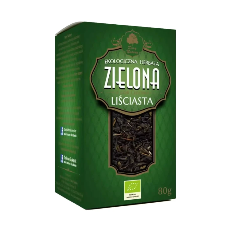 Herbatka ekologiczna Zielona Liściasta 80g Dary Natury  .webp