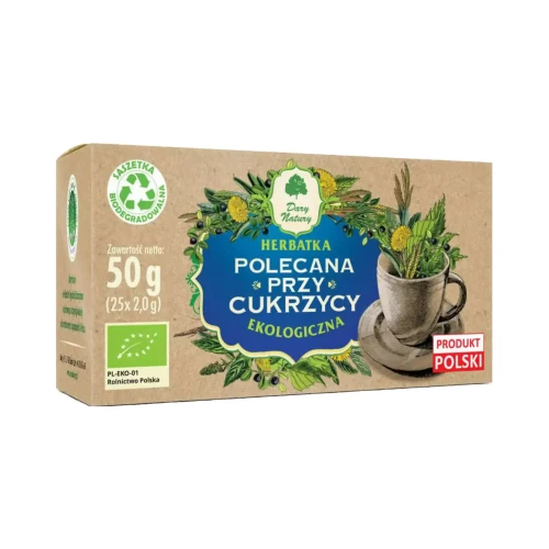Herbatka ekologiczna Polecana przy cukrzycy 50g Dary Natury .webp