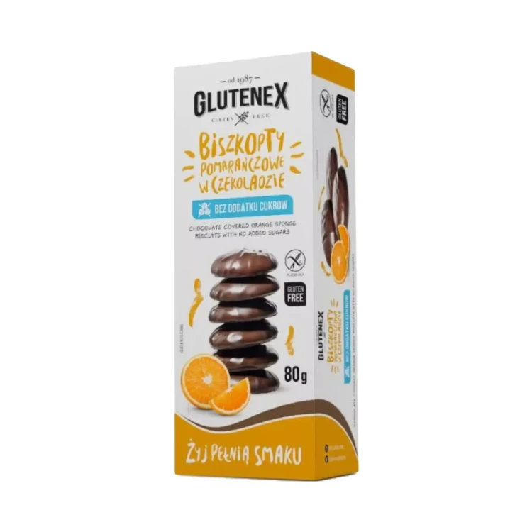Biszkopty pomarańczowe w czekoladzie 80g Glutenex .webp