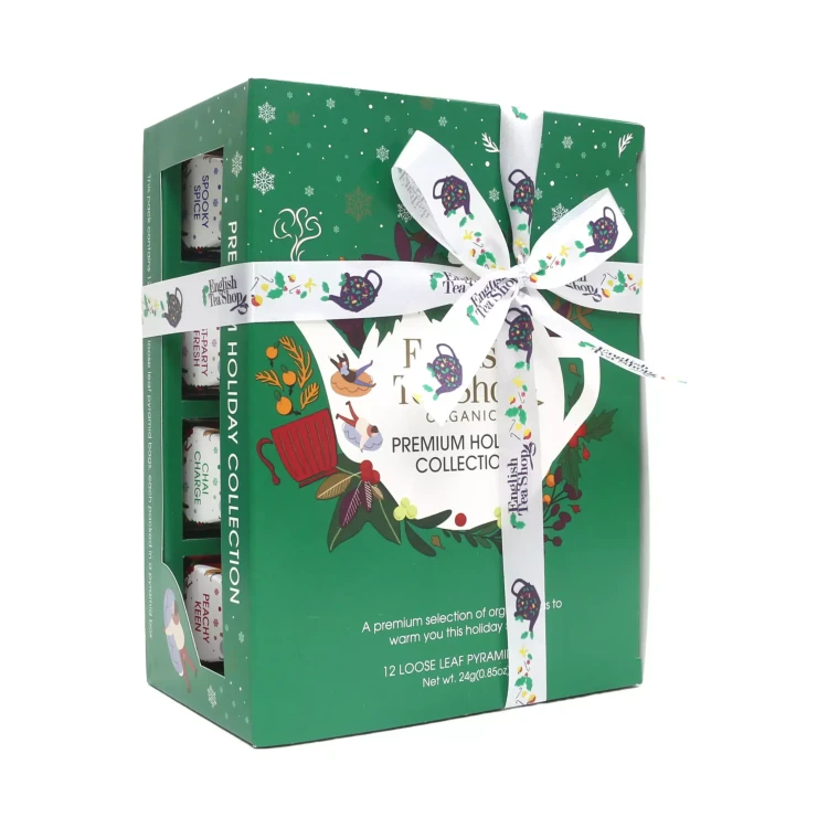 Bożonarodzeniowy zestaw herbat ekologicznych w piramidkach English Tea Shop (zielony) .webp