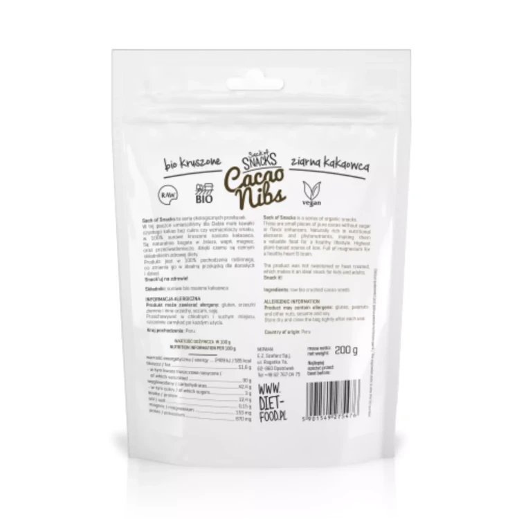 Bio Kruszone Ziarno Kakao 200g Diet Food .webp