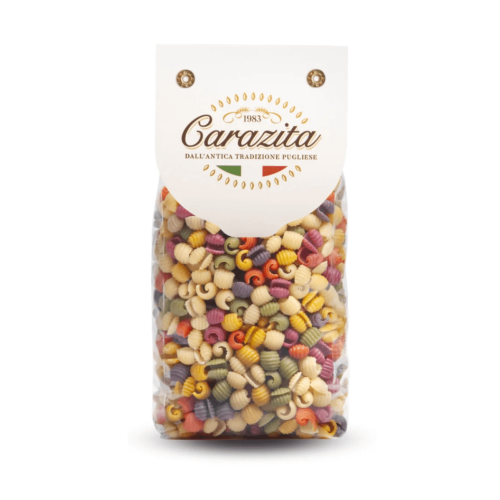 Włoski kolorowy makaron Gnocchetti sardi (pierożki) 6 smaków 250g Carazita.png