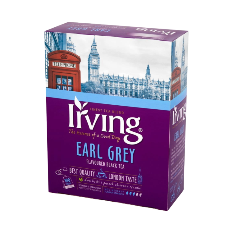 Earl Grey Herbata czarna aromatyzowana 150 g (100 torebek) Irving.png