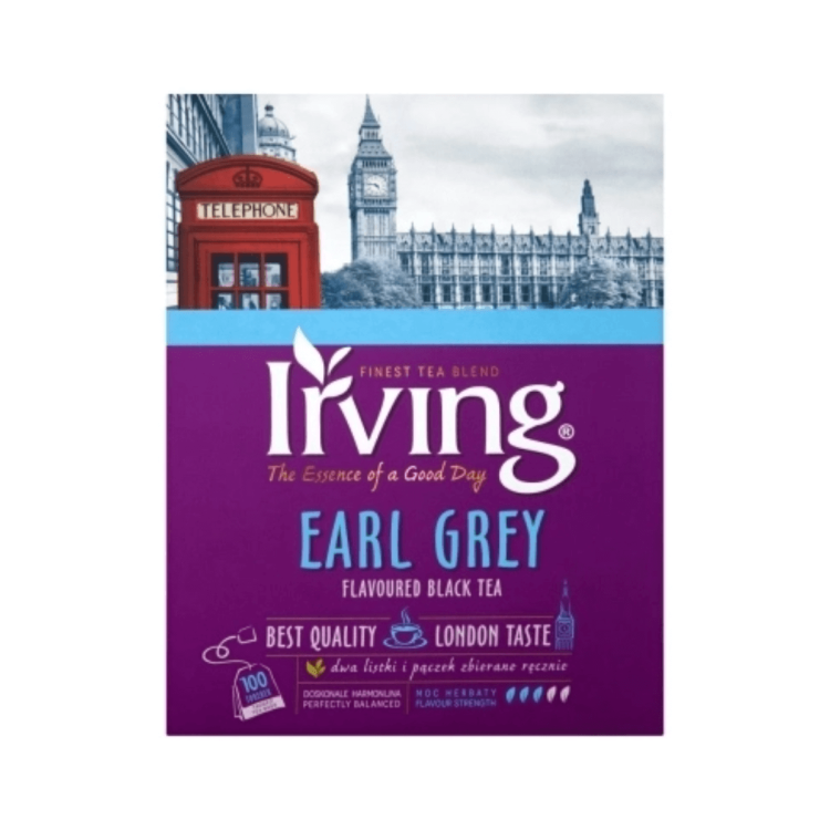 Earl Grey Herbata czarna aromatyzowana 150 g (100 torebek) Irving .png