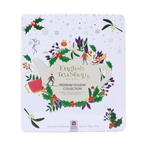 Świąteczny zestaw herbat w metalowej puszce Premium Holiday Collection 72 szt biały English Tea Shop.png