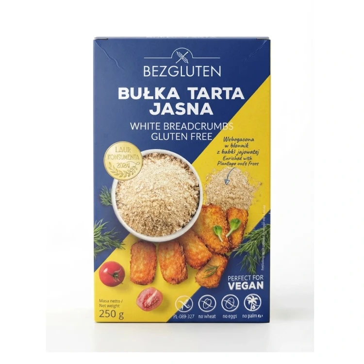 Bułka tarta jasna bezglutenowa 250 g BEZGLUTEN — opakowanie, zdjęcie studyjne