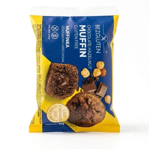 Muffinka czekoladowo-orzechowa 60 g — opakowanie, zdjęcie studyjne