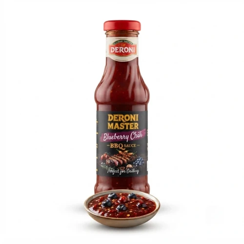 SOS DO BARBECUE - BORÓWKA I CHILI 340g DERONI — opakowanie i zawartość produktu