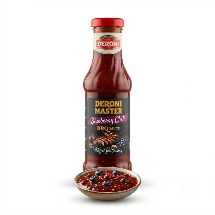 SOS DO BARBECUE - BORÓWKA I CHILI 340g DERONI — opakowanie i zawartość produktu
