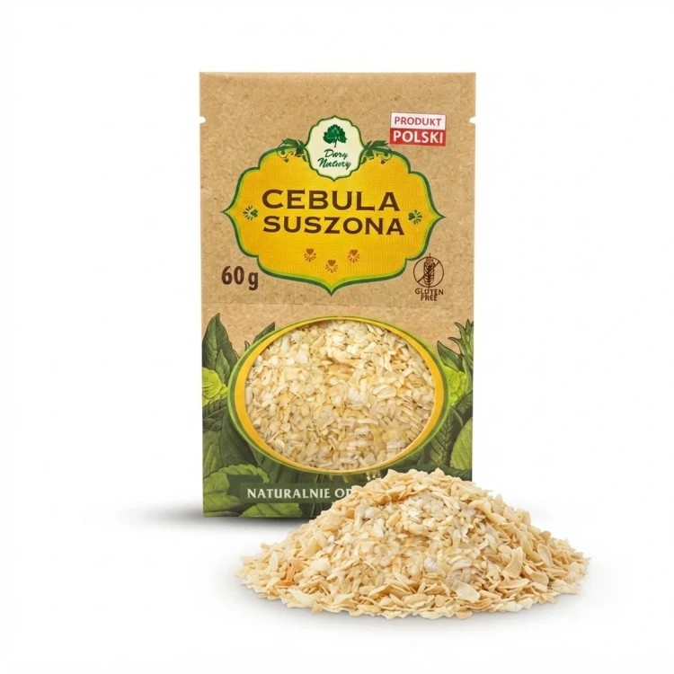 CEBULA SUSZONA 60 g Dary Natury — opakowanie i zawartość produktu