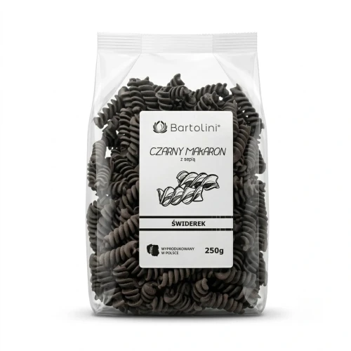 Makaron durum z sepią 250 g BARTOLINI — opakowanie, zdjęcie studyjne