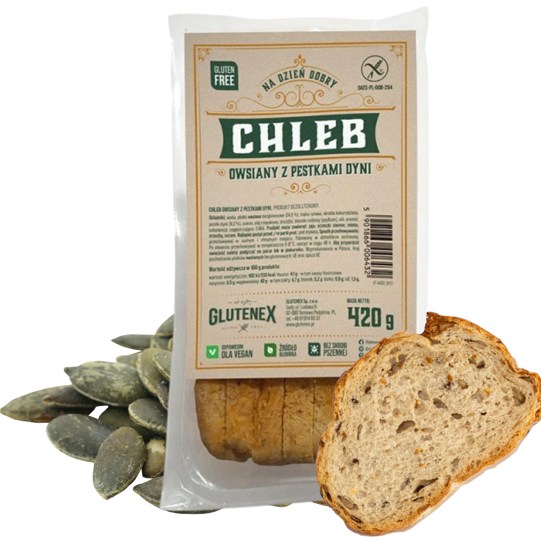 Chleb owsiany z pestkami dymni bezglutenowy 420g Glutenex