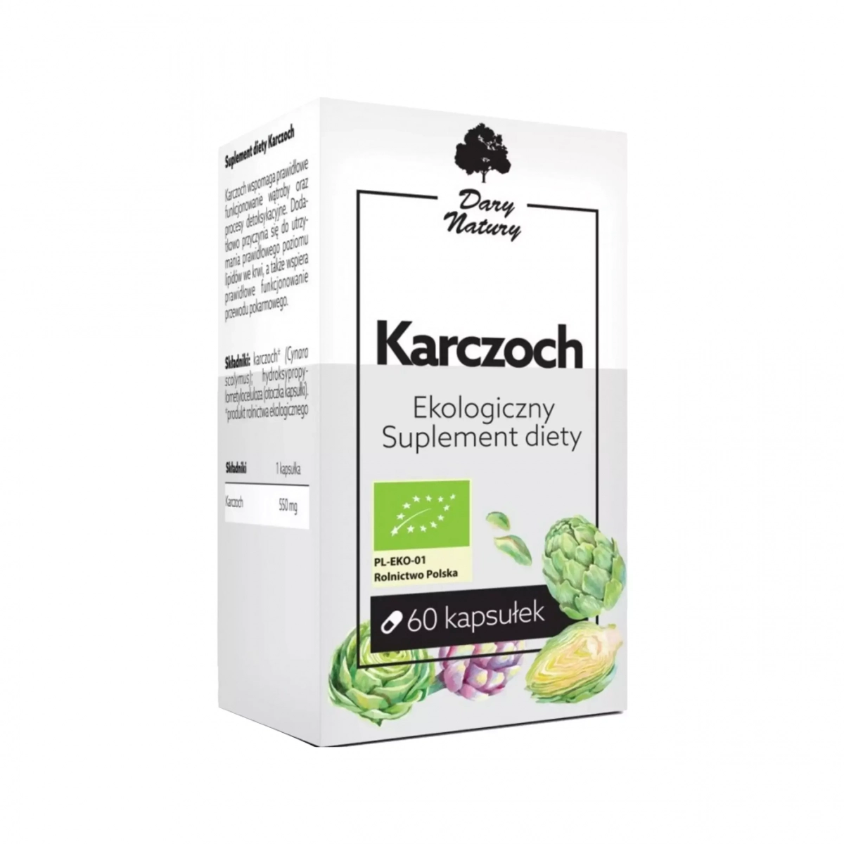 Karczoch EKO 60 kapsułek (550mg) Dary Natury