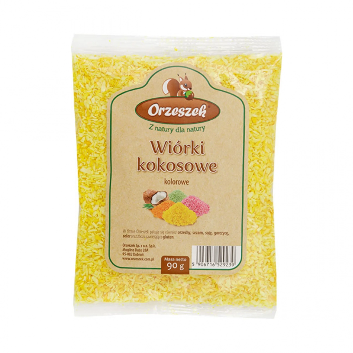 Wiórki kokosowe naturalnie barwione żółte Orzeszek - 90 g