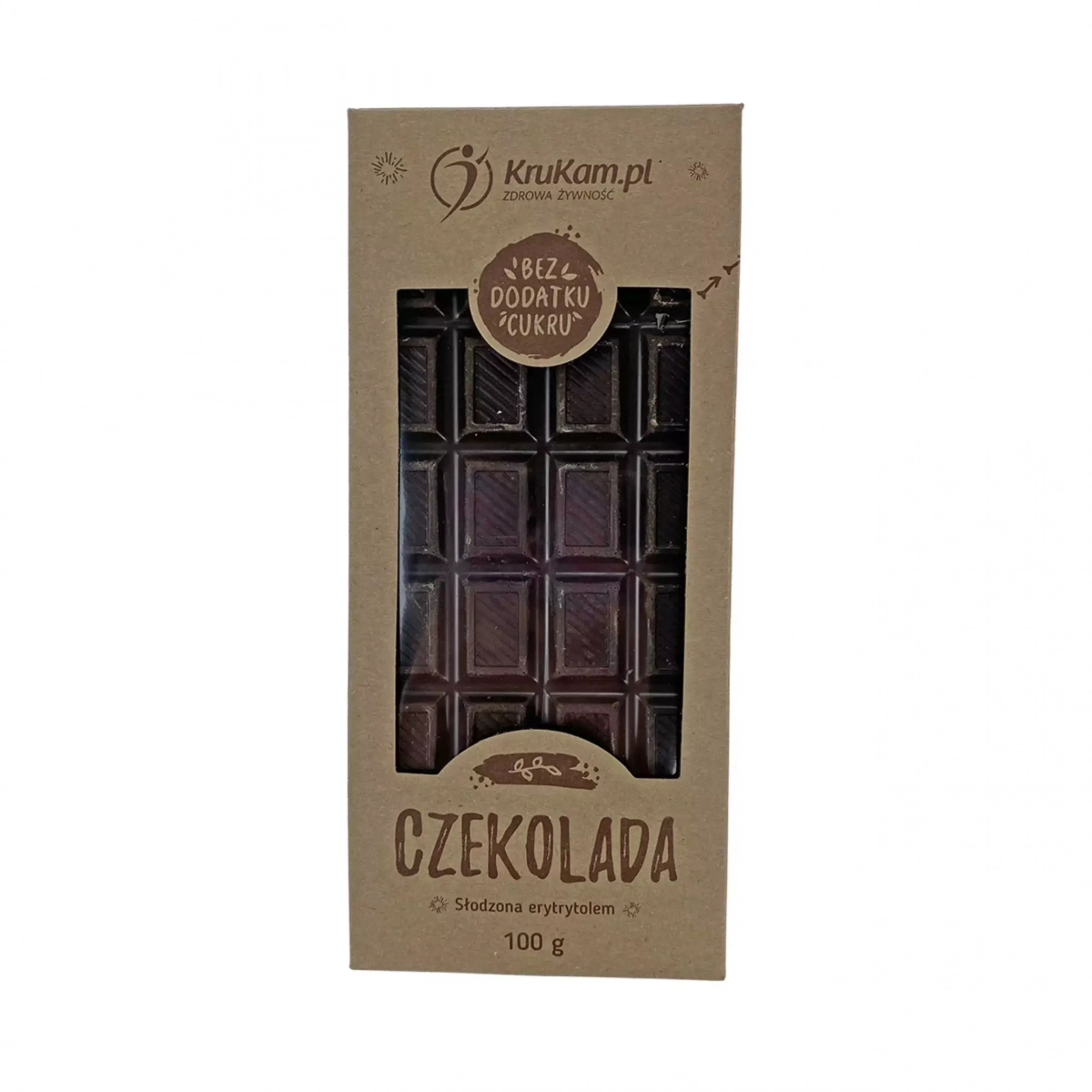 Czekolada gorzka bez cukru (słodzona erytrytolem) 100 g Krukam