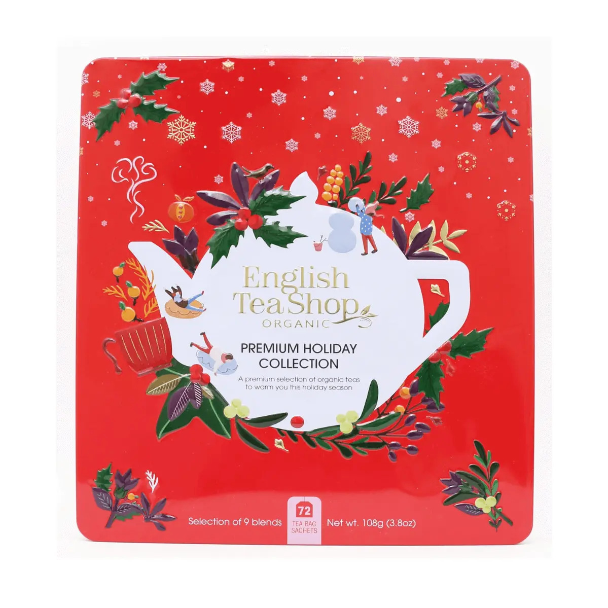 Świąteczny zestaw herbat w metalowej puszce Premium Holiday Collection - 72 szt czerwona English Tea Shop