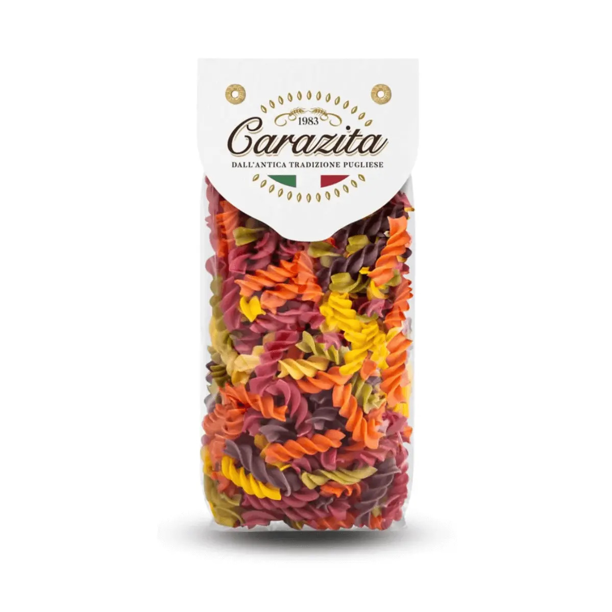 Włoski kolorowy makaron Fusilli (świderki) 6 smaków 250g Carazita