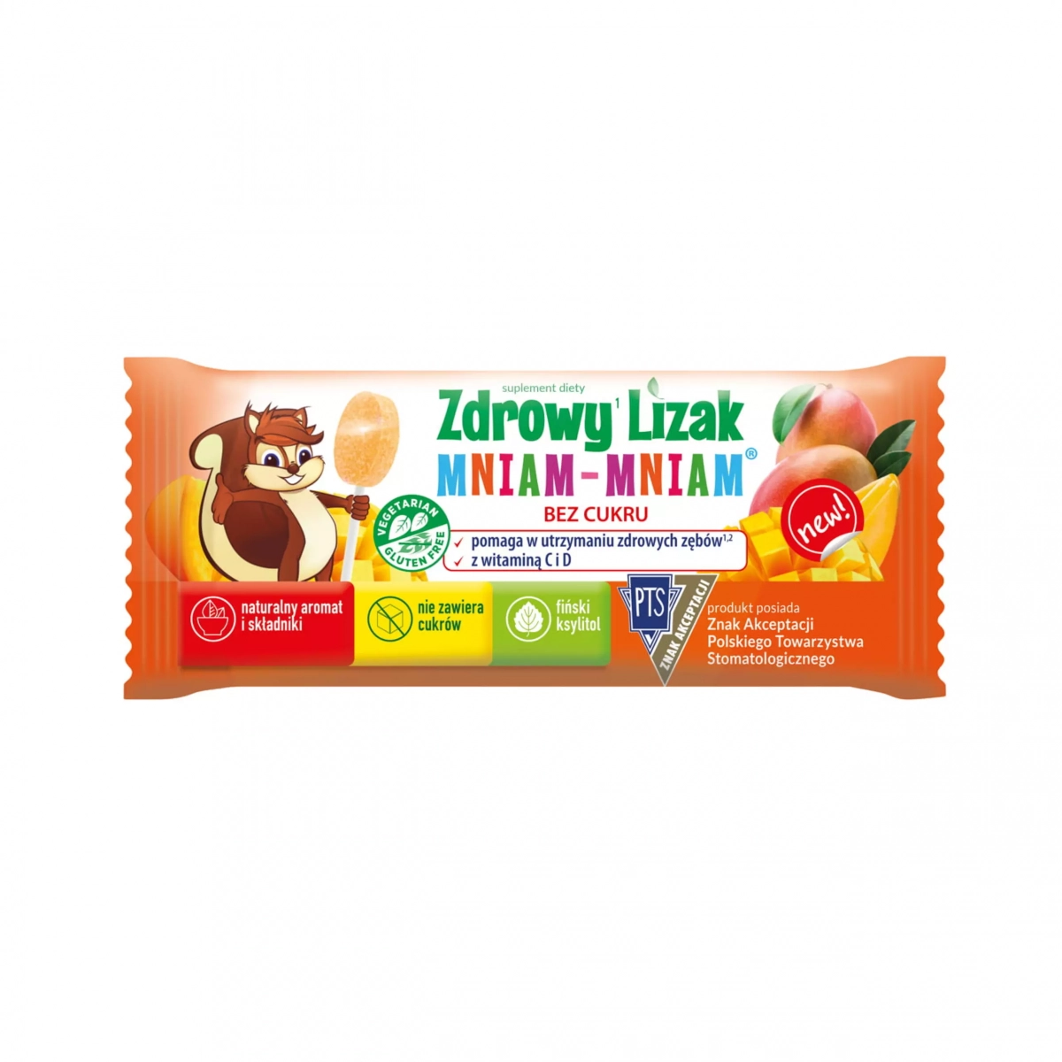 Zdrowy lizak bez cukru o smaku mango 40 sztuk Mniam-Mniam