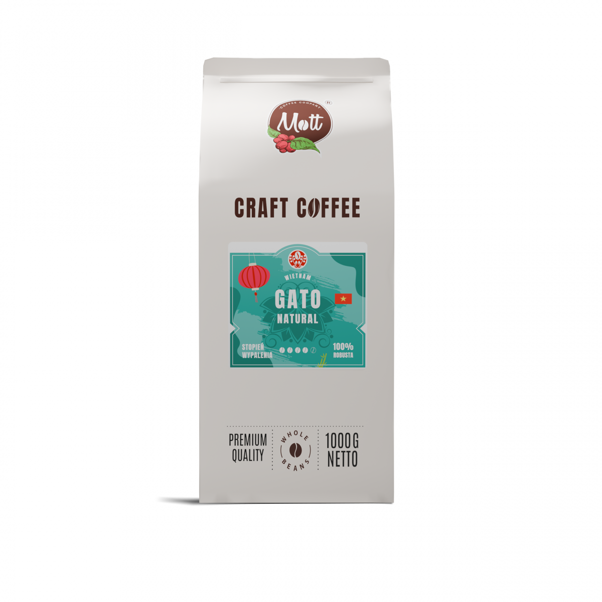 Kawa ziarnista Gato Natural Coffee Robusta 100% Mott - 500 g