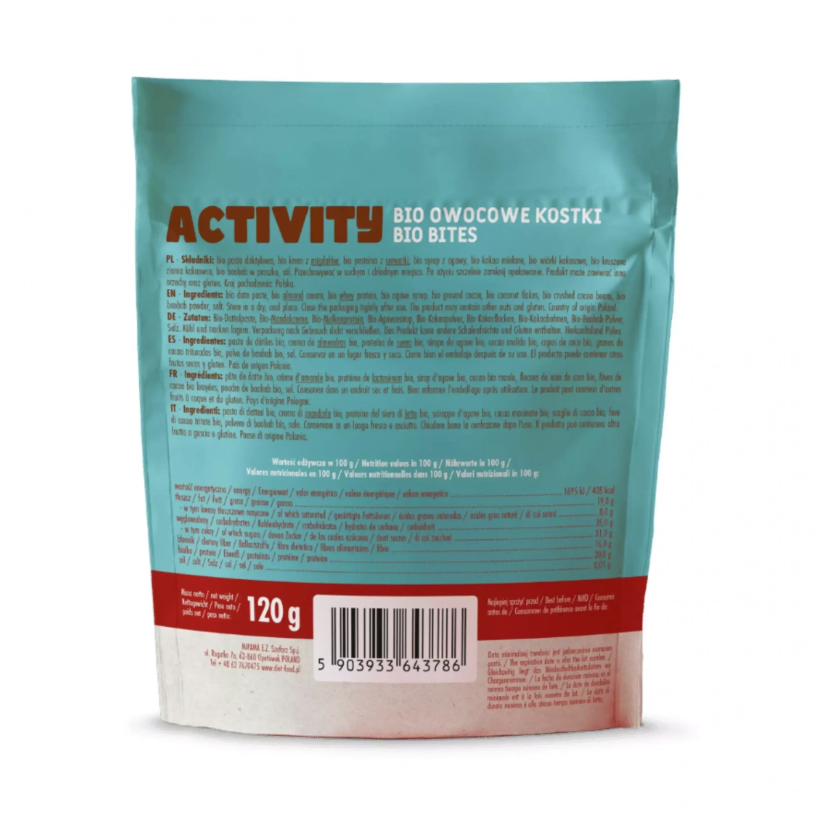 Bio Bites ACTIVITY (owocowe kostki) - z białkiem 120g Diet Food