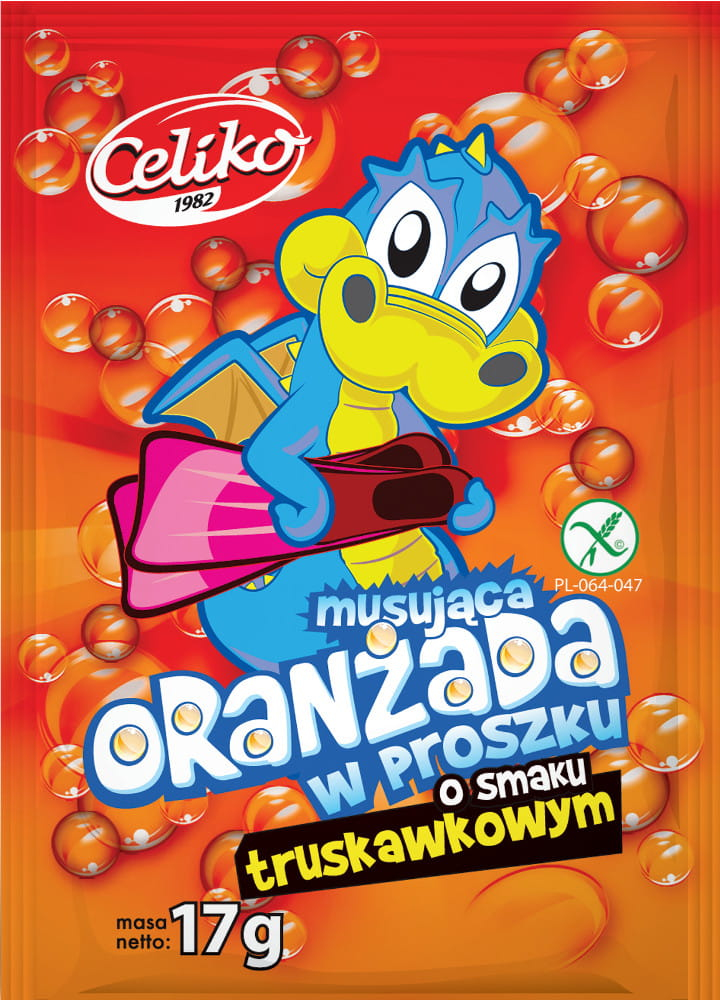 Oranżada w proszku o smaku truskawkowym bezglutenowa 17g Celiko