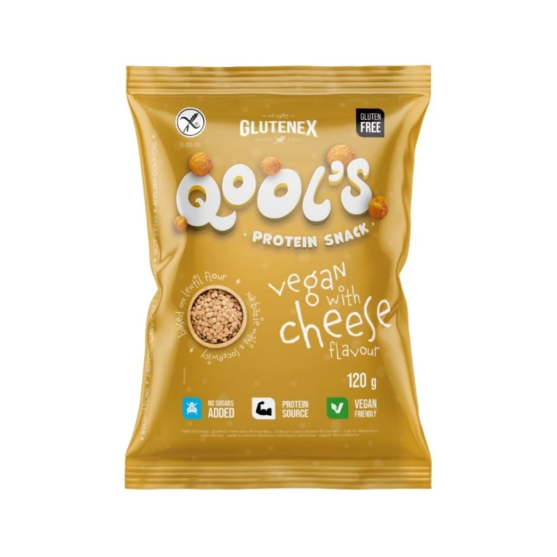 Qool`s snacki proteinowe - wegańskie o smaku sera 120g Glutenex