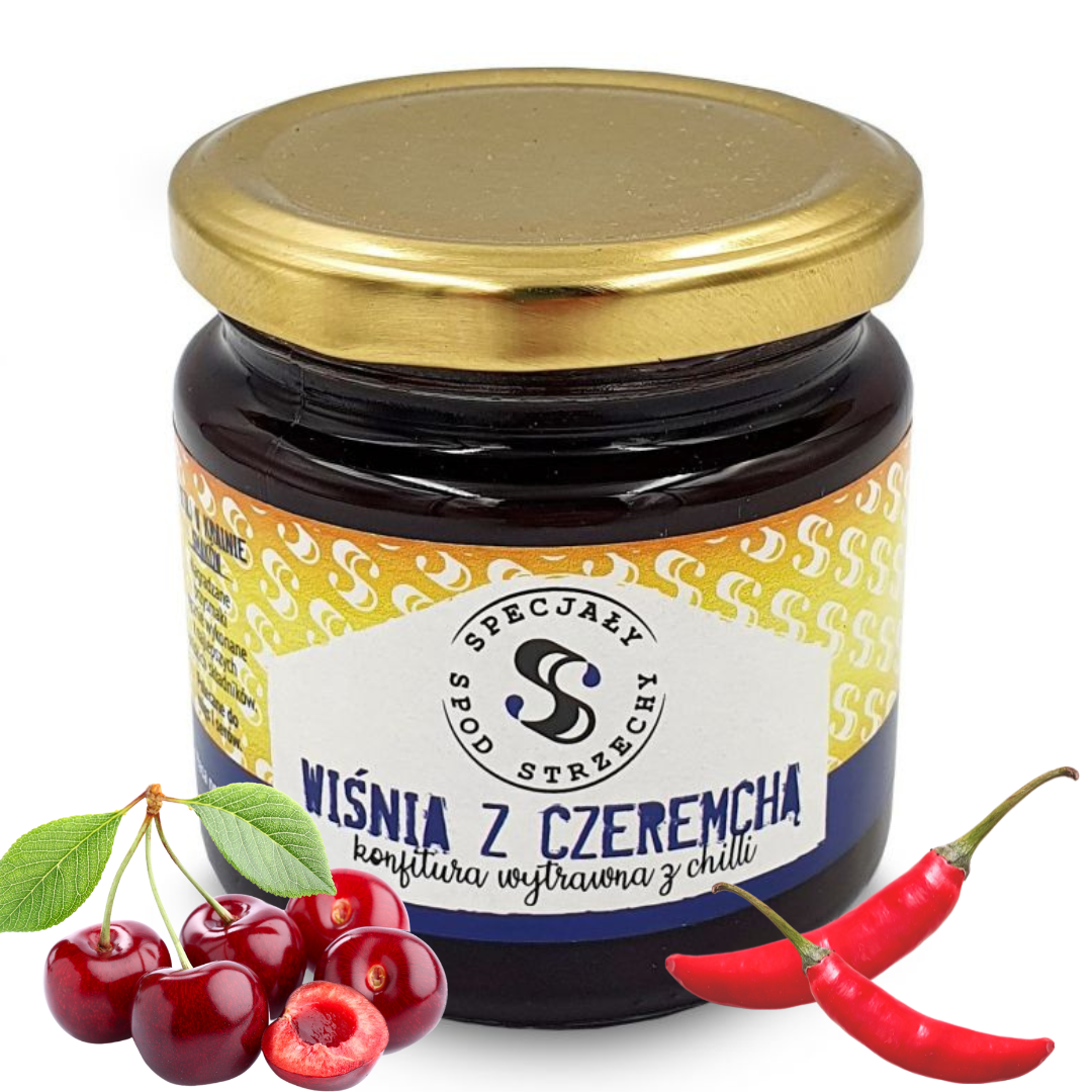 Wiśnia czeremchą Konfitura wytrawna z chilli 200g Specjały spod strzechy