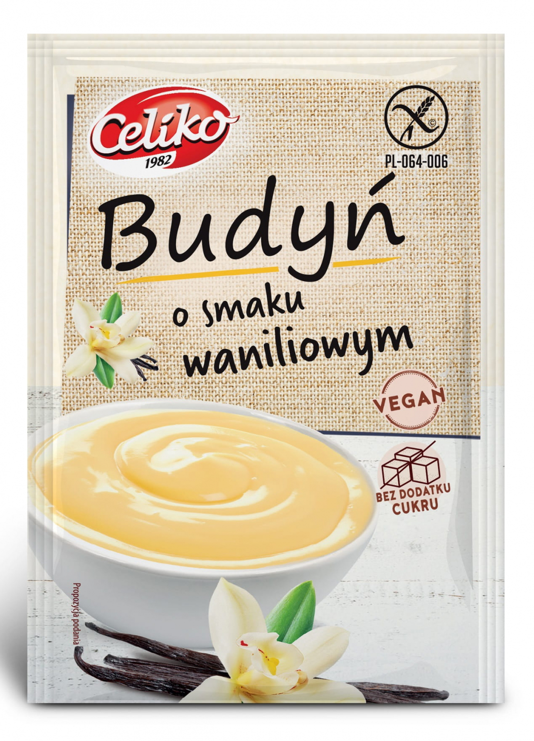 Budyń waniliowy bez cukru bezglutenowy 40g Celiko