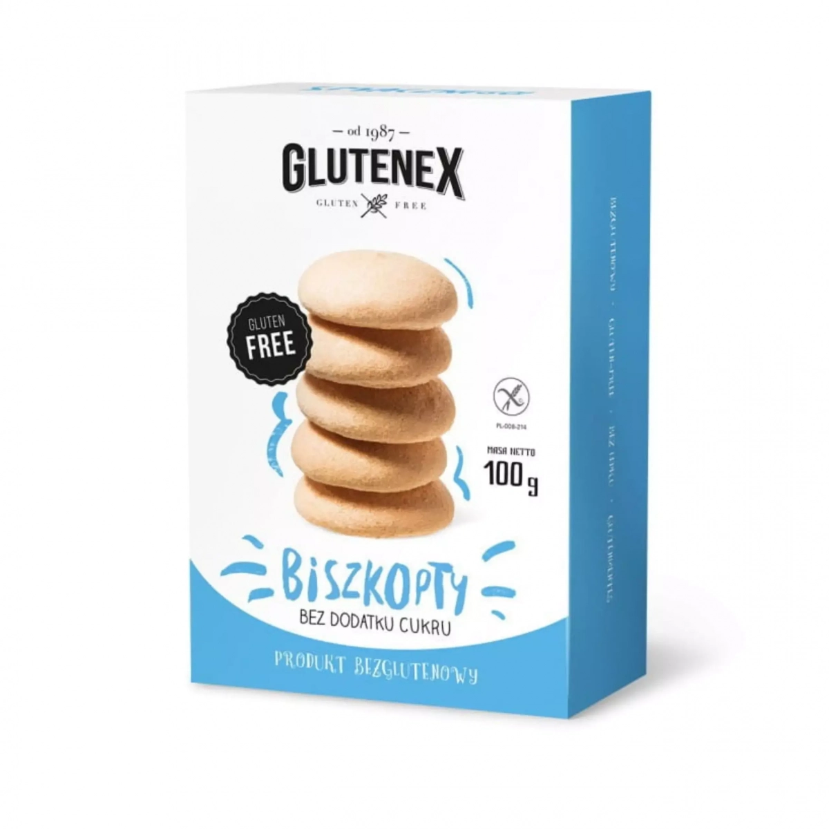 Bezglutenowe biszkopty bez dodatku cukru 100 g Glutenex