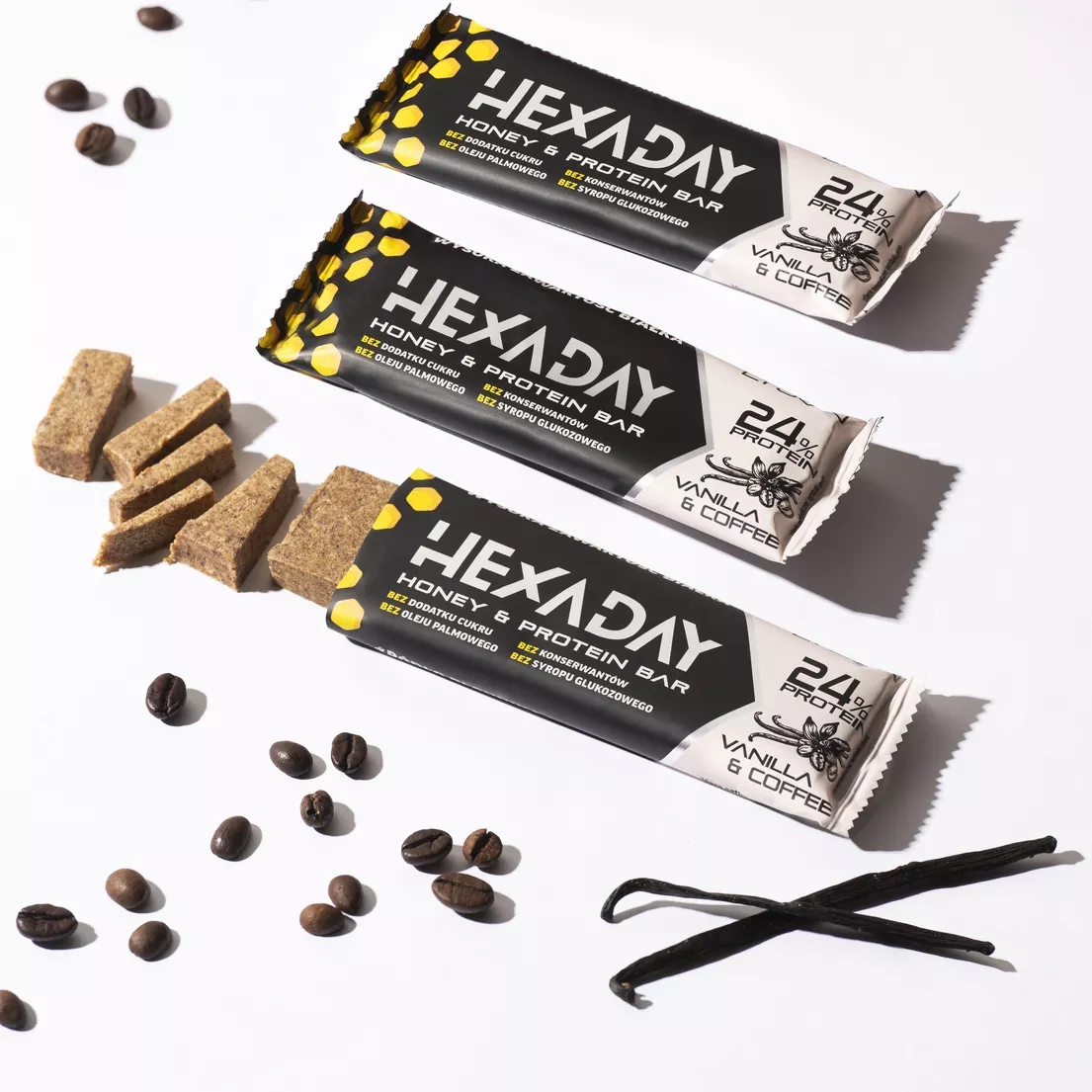 Baton Proteinowy Kawa i Wanilia Hexaday 45g Łysoń