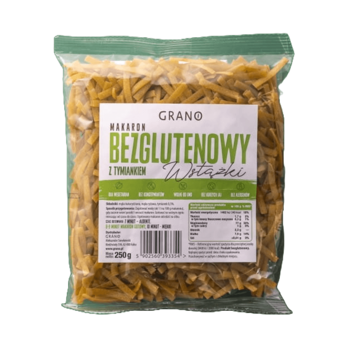 Makaron Bezglutenowy wstążki z tymiankiem 250 g Grano