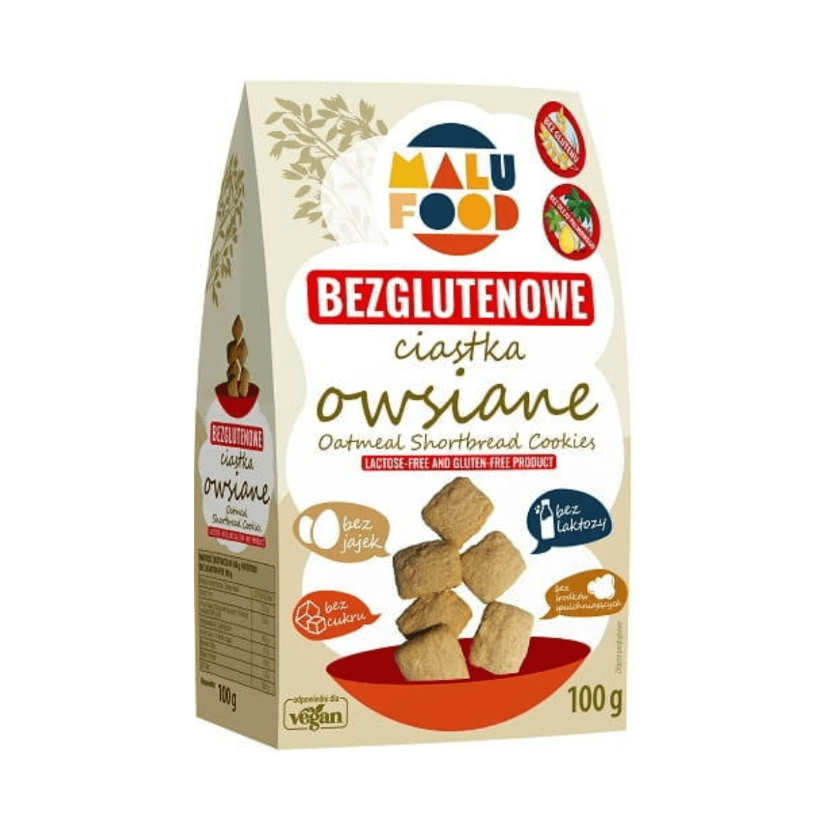 Ciastka owsiane Bezglutenowe bez cukru 100 g Malu Food