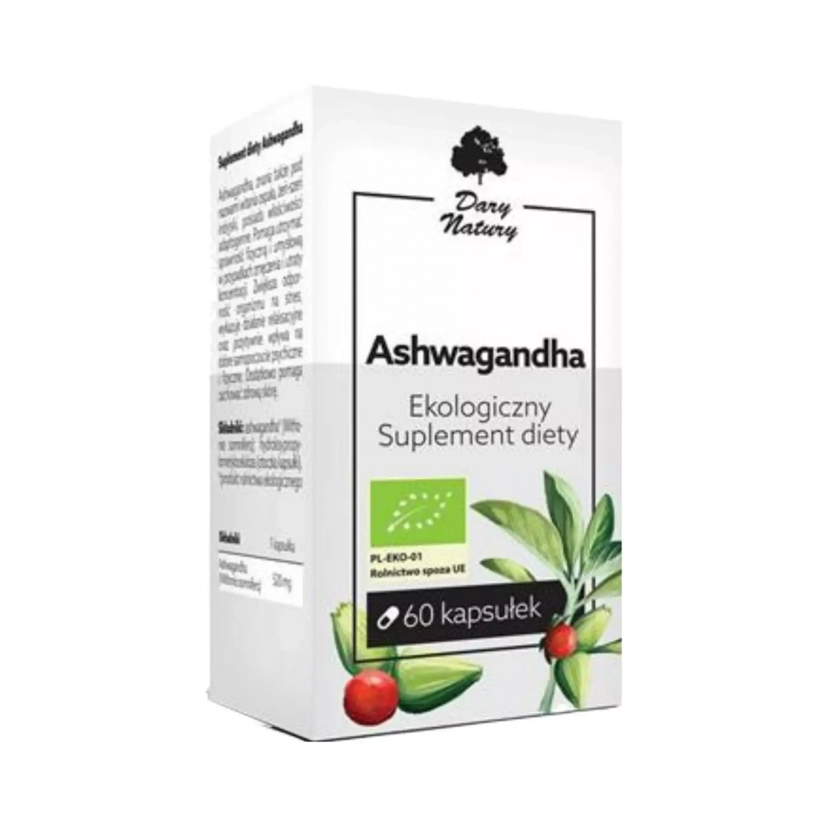 Ashwagandha EKO 60 kapsułek (520mg) Dary Natury