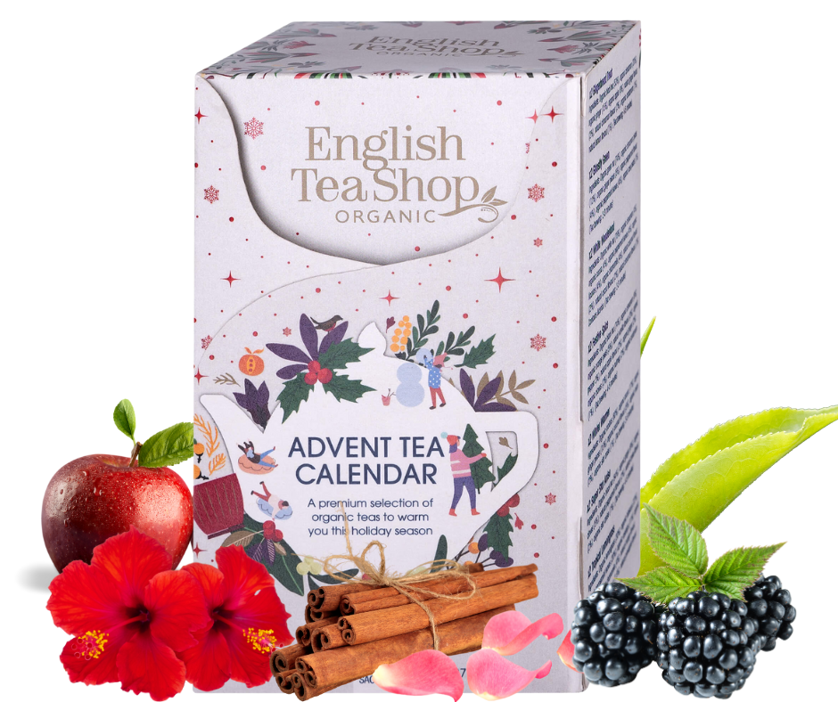 Kalendarz adwentowy Biały 25 saszetek z EKO herbatami 13 smaków English Tea Shop