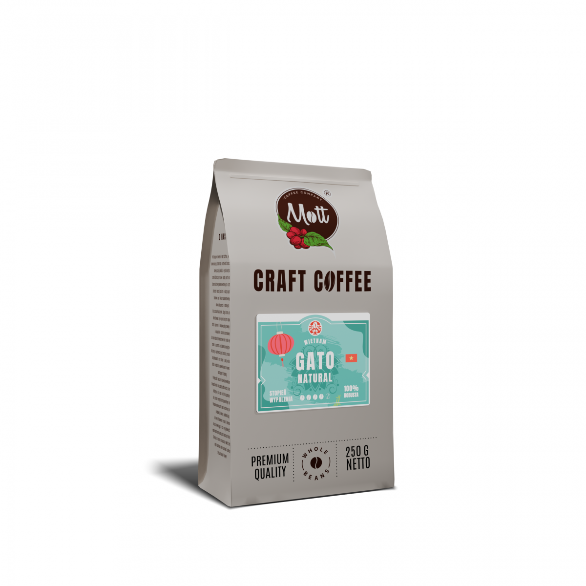 Kawa ziarnista Gato Natural Coffee Robusta 100% Mott - 500 g