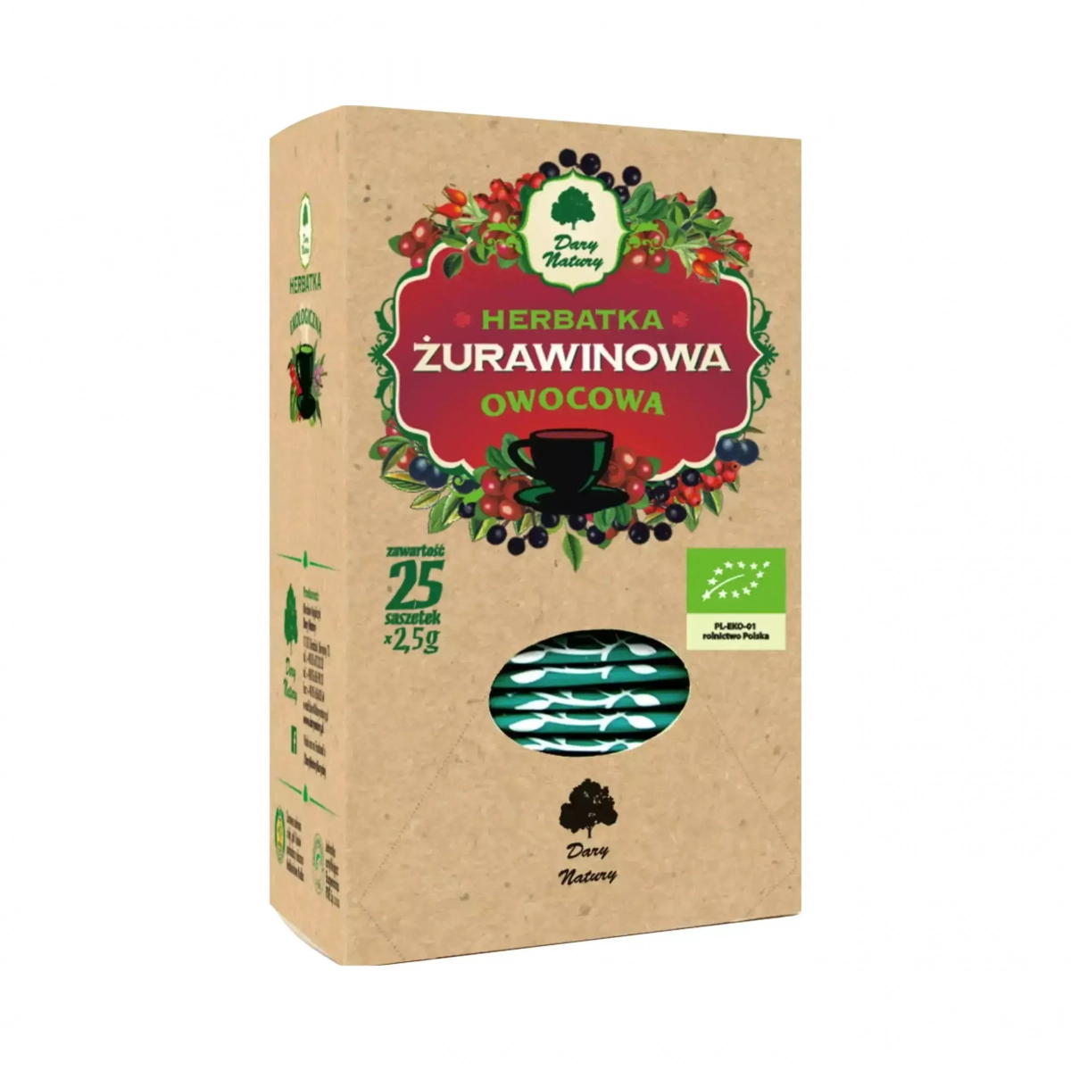 Ekologiczna herbatka żurawinowa 25x2.5g Dary Natury