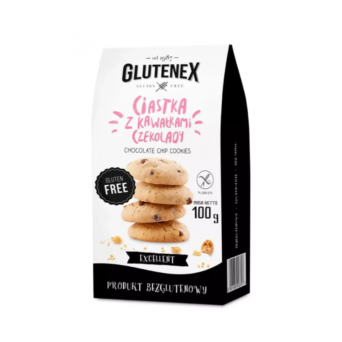 Bezglutenowe ciastka z kawałkami czekolady 100 g Glutenex